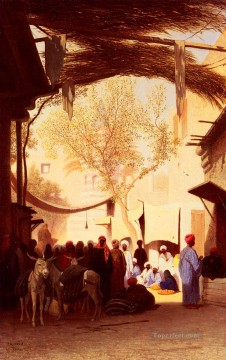  Arabian Oil Painting - A Market Place Cairo Arabian Orientalist Charles Theodore Frere